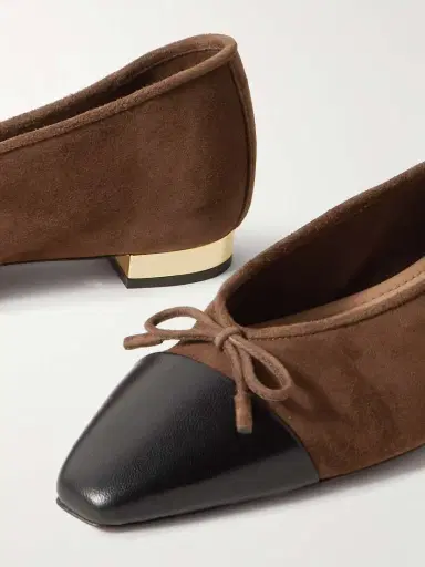 Aquazzura Gioia Bow-detailed Leather-trimmed Suede Ballet Flats | Thumbnail 4 Aquazzura Gioia Bow-detailed Leather-trimmed Suede Ballet Flats | Thumbnail 4