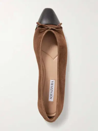 Aquazzura Gioia Bow-detailed Leather-trimmed Suede Ballet Flats | Thumbnail 5 Aquazzura Gioia Bow-detailed Leather-trimmed Suede Ballet Flats | Thumbnail 5