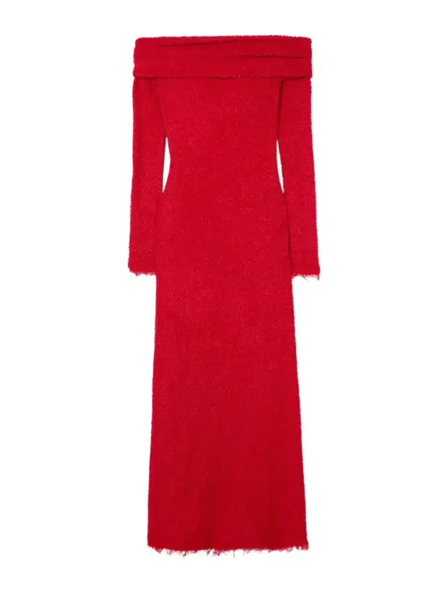 Ormany Frayed Off-the-shoulder Bouclé Maxi Dress