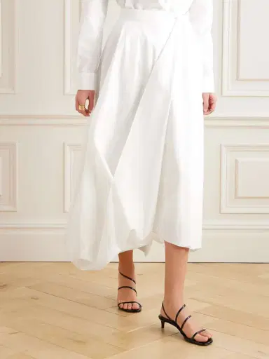 Brunello Cucinelli Gathered Cotton-blend Midi Skirt | Thumbnail 3 Brunello Cucinelli Gathered Cotton-blend Midi Skirt | Thumbnail 3