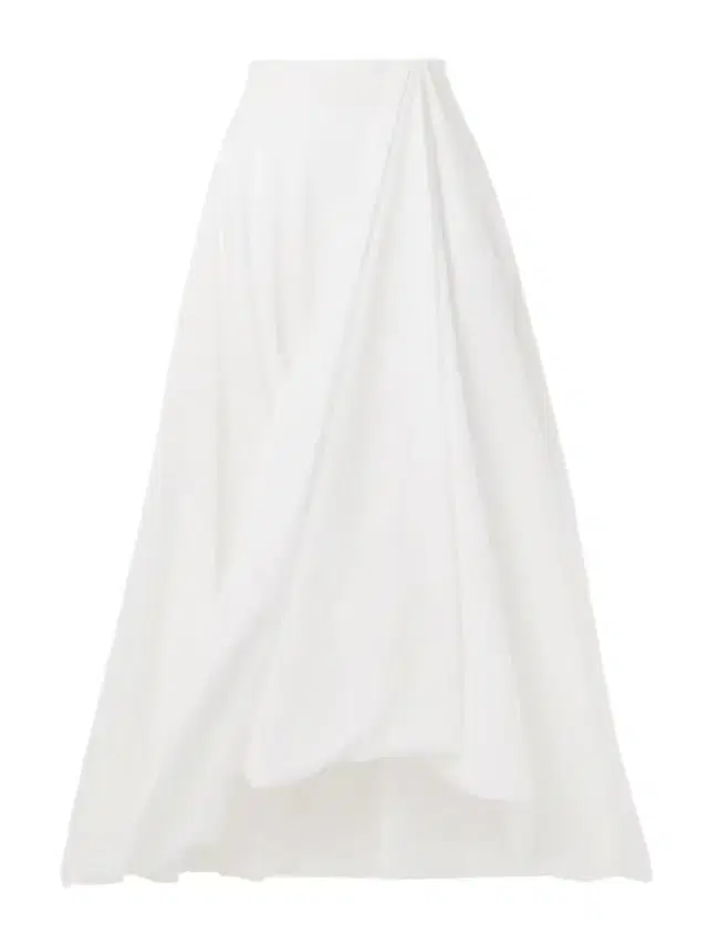 Gathered Cotton-blend Midi Skirt