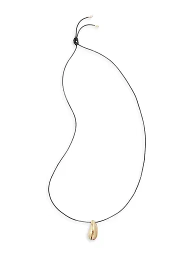 Tory Burch Women's Wave Goldtone Pendant Necklace - Light Brass Black | Thumbnail 1