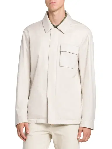Kiton Men's Nylon Woven Overshirt - Light Taupe | Thumbnail 3
