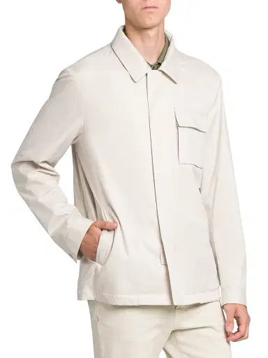 Kiton Men's Nylon Woven Overshirt - Light Taupe | Thumbnail 4