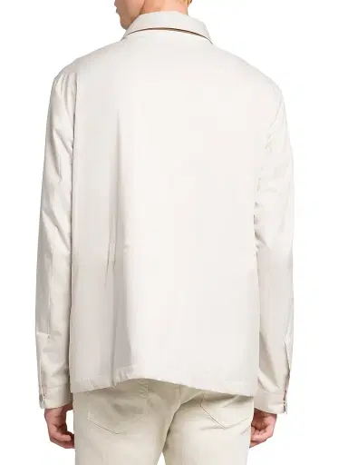 Kiton Men's Nylon Woven Overshirt - Light Taupe | Thumbnail 5