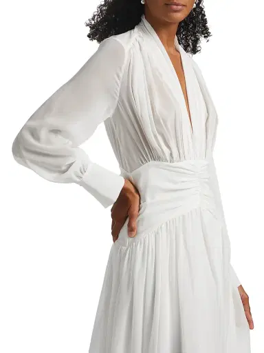 NICHOLAS Women's Jocelyn Deep Plunge Long-Sleeve Silk Gown | Thumbnail 6 NICHOLAS Women's Jocelyn Deep Plunge Long-Sleeve Silk Gown | Thumbnail 6