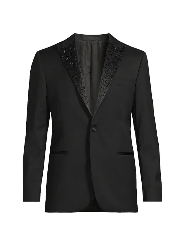 Men's Crystal Peak Lapel Sportcoat - Black