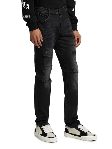 RTA Men's Bryant Distressed Skinny Jeans - Distressed Grey - Size 30 | Thumbnail 4