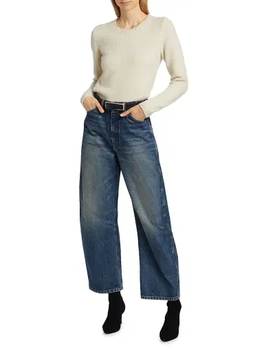 Nili Lotan Women's Gwendolyn Merino Wool Crewneck Sweater - Light Oat Melange | Thumbnail 2 Nili Lotan Women's Gwendolyn Merino Wool Crewneck Sweater - Light Oat Melange | Thumbnail 2