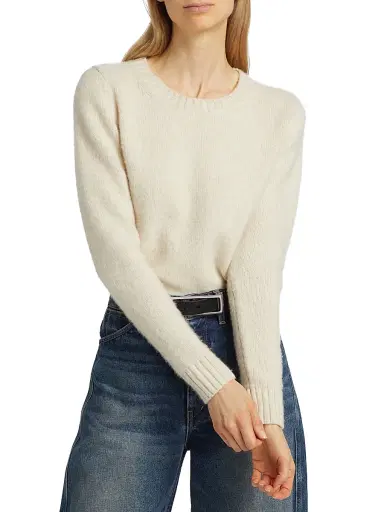 Nili Lotan Women's Gwendolyn Merino Wool Crewneck Sweater - Light Oat Melange | Thumbnail 3 Nili Lotan Women's Gwendolyn Merino Wool Crewneck Sweater - Light Oat Melange | Thumbnail 3