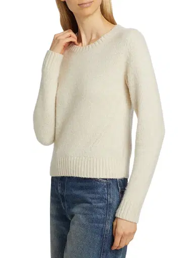 Nili Lotan Women's Gwendolyn Merino Wool Crewneck Sweater - Light Oat Melange | Thumbnail 4 Nili Lotan Women's Gwendolyn Merino Wool Crewneck Sweater - Light Oat Melange | Thumbnail 4