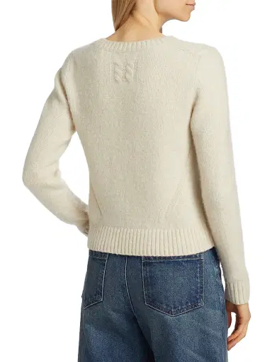 Nili Lotan Women's Gwendolyn Merino Wool Crewneck Sweater - Light Oat Melange | Thumbnail 5 Nili Lotan Women's Gwendolyn Merino Wool Crewneck Sweater - Light Oat Melange | Thumbnail 5
