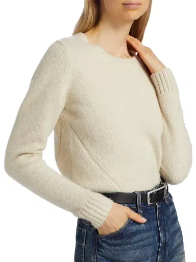 Nili Lotan Women's Gwendolyn Merino Wool Crewneck Sweater - Light Oat Melange | Thumbnail 6 Nili Lotan Women's Gwendolyn Merino Wool Crewneck Sweater - Light Oat Melange | Thumbnail 6