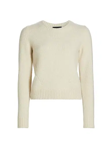Nili Lotan Women's Gwendolyn Merino Wool Crewneck Sweater - Light Oat Melange | Thumbnail 1 Nili Lotan Women's Gwendolyn Merino Wool Crewneck Sweater - Light Oat Melange | Thumbnail 1