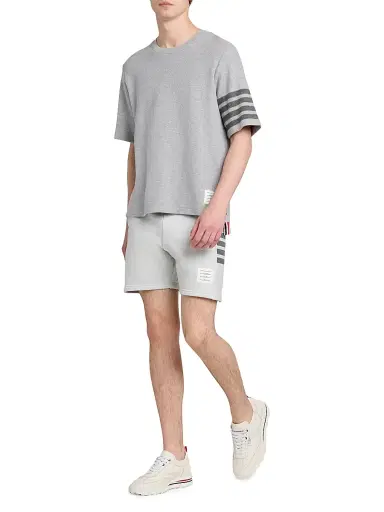 Thom Browne Men's Engineered 4 Bar Loopback Jersey Sweat Shorts - Pale Grey - Size XXL | Thumbnail 2 Thom Browne Men's Engineered 4 Bar Loopback Jersey Sweat Shorts - Pale Grey - Size XXL | Thumbnail 2