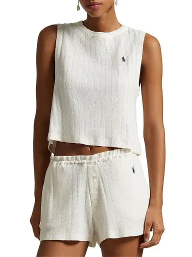 Polo Ralph Lauren Women's Polo Pointelle Cami Short Pajamas | Thumbnail 3 Polo Ralph Lauren Women's Polo Pointelle Cami Short Pajamas | Thumbnail 3