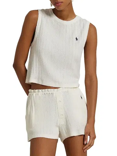Polo Ralph Lauren Women's Polo Pointelle Cami Short Pajamas | Thumbnail 5 Polo Ralph Lauren Women's Polo Pointelle Cami Short Pajamas | Thumbnail 5