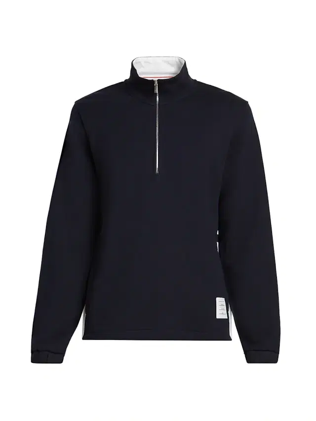 Men's Engineered 4 Bar Classic Loopback Jersey Half-Zip Sweatshirt - Navy