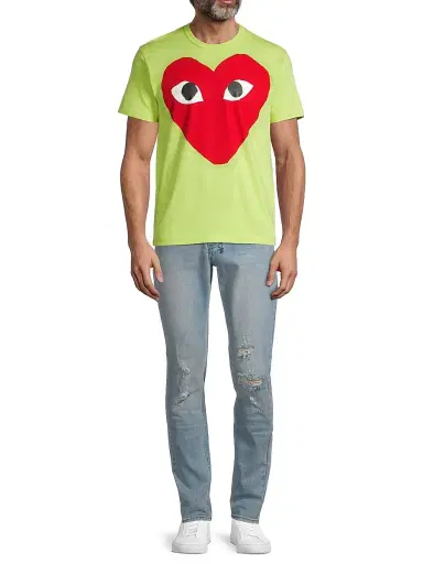Comme des Garçons PLAY Men's Large Center Heart Graphic T-Shirt - Blue - Size Small | Thumbnail 2