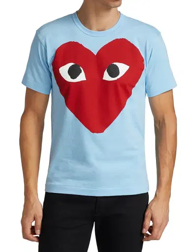 Comme des Garçons PLAY Men's Large Center Heart Graphic T-Shirt - Blue - Size Small | Thumbnail 3