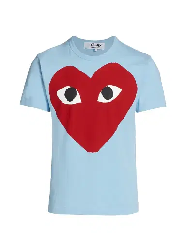 Comme des Garçons PLAY Men's Large Center Heart Graphic T-Shirt - Blue - Size Small | Thumbnail 1