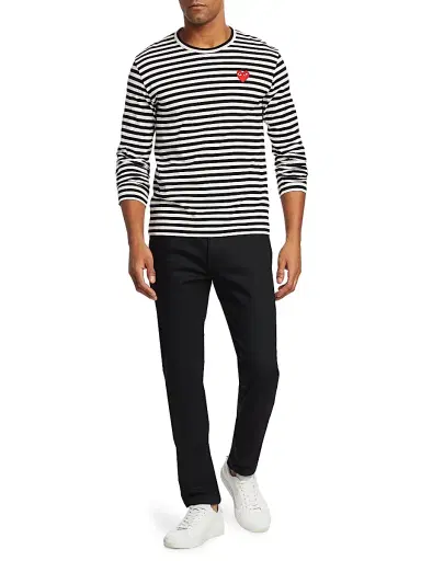 Comme des Garçons PLAY Men's Mini Heart Long-Sleeve Cotton Tee | Thumbnail 2 Comme des Garçons PLAY Men's Mini Heart Long-Sleeve Cotton Tee | Thumbnail 2
