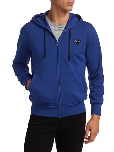 Comme des Garçons PLAY Men's Heart Hoodie - Navy - Size Small | Thumbnail 3