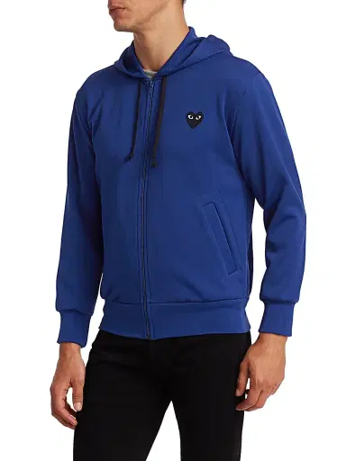 Comme des Garçons PLAY Men's Heart Hoodie - Navy - Size Small | Thumbnail 4