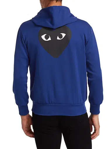 Comme des Garçons PLAY Men's Heart Hoodie - Navy - Size Small | Thumbnail 5