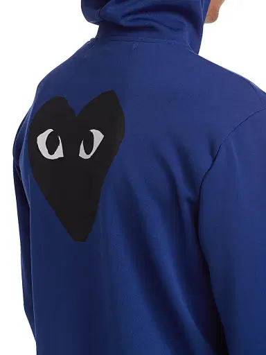 Comme des Garçons PLAY Men's Heart Hoodie - Navy - Size Small | Thumbnail 6