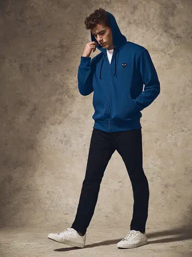 Comme des Garçons PLAY Men's Heart Hoodie - Navy - Size Small | Thumbnail 8