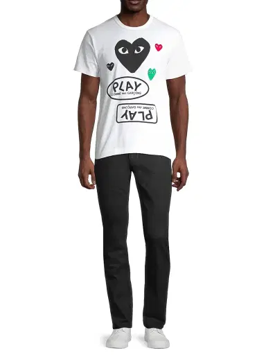 Comme des Garçons PLAY Men's Play Multi Heart Graphic T-Shirt - White - Size Small | Thumbnail 2