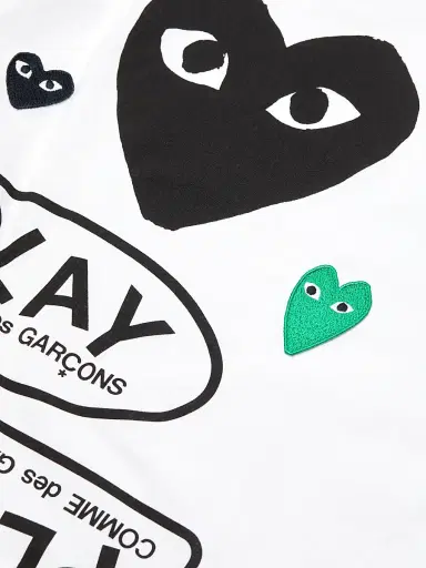 Comme des Garçons PLAY Men's Play Multi Heart Graphic T-Shirt - White - Size Small | Thumbnail 6