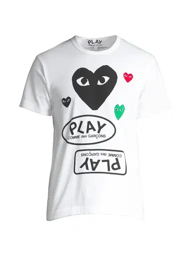 Comme des Garçons PLAY Men's Play Multi Heart Graphic T-Shirt - White - Size Small | Thumbnail 1