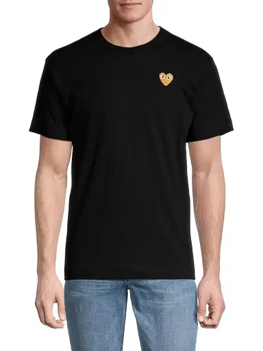 Comme des Garçons PLAY Men's Heart Applique Tee - Black - Size Medium | Thumbnail 3
