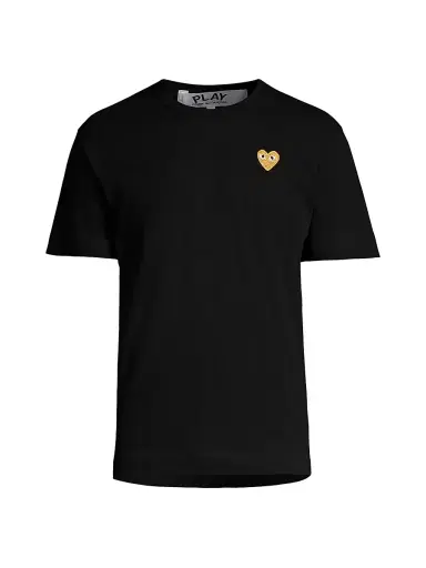 Comme des Garçons PLAY Men's Heart Applique Tee - Black - Size Medium | Thumbnail 1