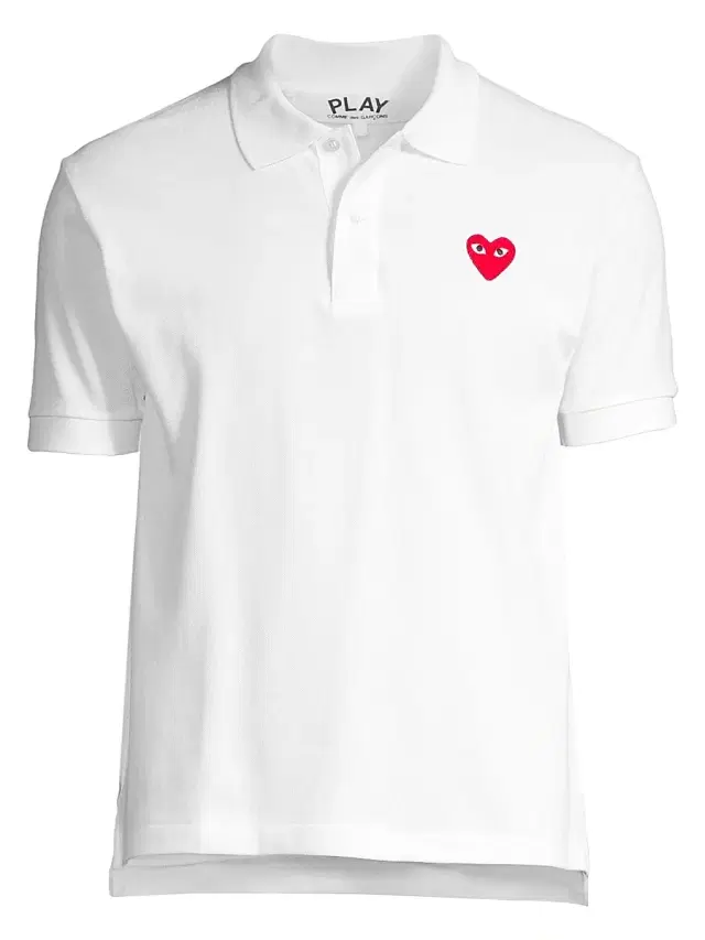 Men's Heart Applique Polo - White