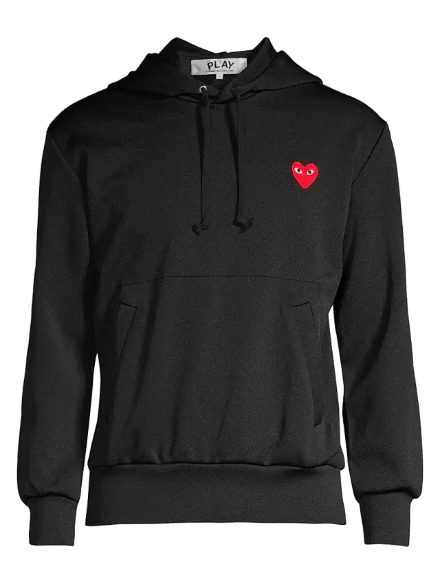 Men's Embroidered Heart Hoodie - Black