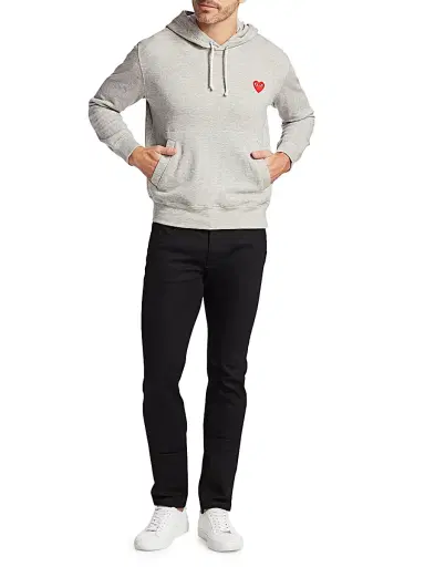 Comme des Garçons PLAY Men's Play Hooded Sweatshirt - Grey - Size Small | Thumbnail 2