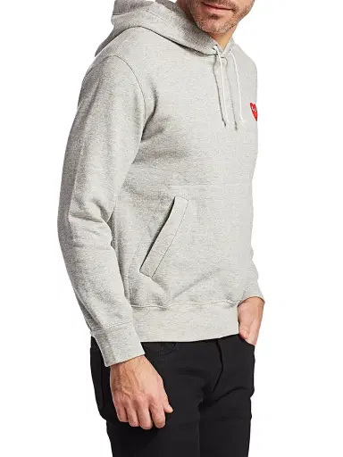 Comme des Garçons PLAY Men's Play Hooded Sweatshirt - Grey - Size Small | Thumbnail 4