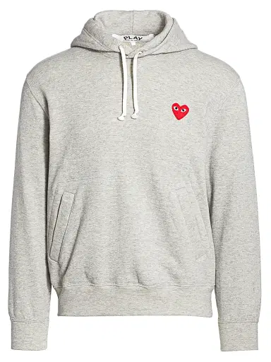 Comme des Garçons PLAY Men's Play Hooded Sweatshirt - Grey - Size Small | Thumbnail 1