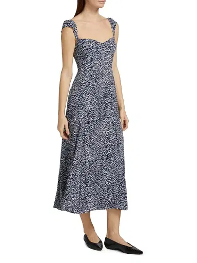 Reformation Women's Bryson Floral Sweetheart Midi-Dress - Largo - Size 12 | Thumbnail 4