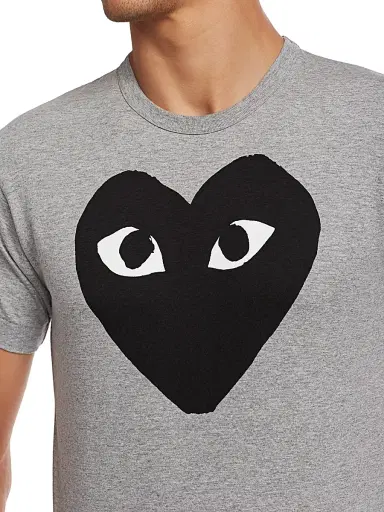 Comme des Garçons PLAY Men's Printed Cotton Tee - Grey - Size Medium | Thumbnail 6