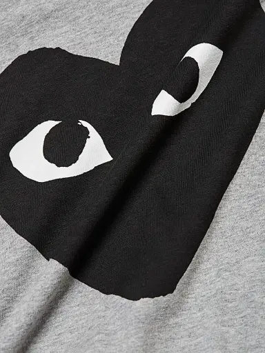 Comme des Garçons PLAY Men's Printed Cotton Tee - Grey - Size Medium | Thumbnail 7