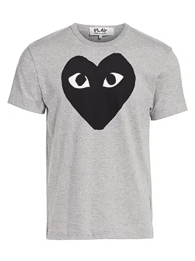 Comme des Garçons PLAY Men's Printed Cotton Tee - Grey - Size Medium | Thumbnail 1
