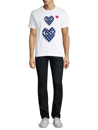 Comme des Garçons PLAY Men's Double Polka-Dot Heart Tee | Thumbnail 2 Comme des Garçons PLAY Men's Double Polka-Dot Heart Tee | Thumbnail 2