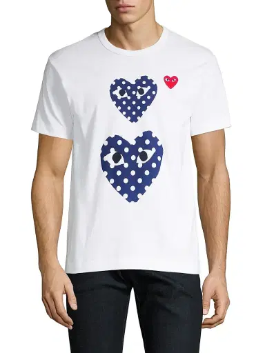 Comme des Garçons PLAY Men's Double Polka-Dot Heart Tee | Thumbnail 3 Comme des Garçons PLAY Men's Double Polka-Dot Heart Tee | Thumbnail 3