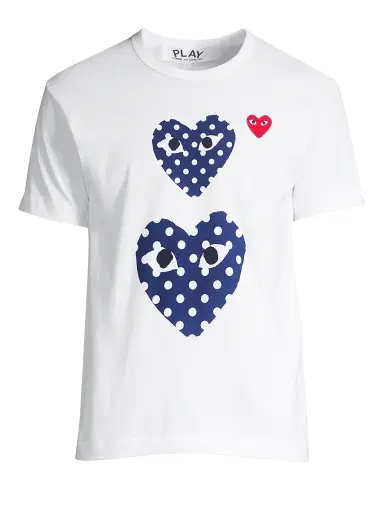 Comme des Garçons PLAY Men's Double Polka-Dot Heart Tee | Thumbnail 1 Comme des Garçons PLAY Men's Double Polka-Dot Heart Tee | Thumbnail 1