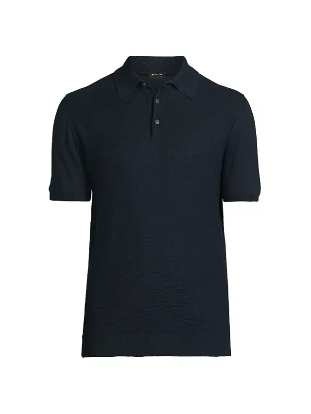 Kiton Men's Diamond Weave Polo Shirt - Dark Blue