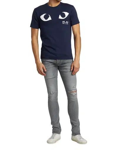 Comme des Garçons PLAY Men's Short Sleeve Eye T-Shirt - Navy - Size Medium | Thumbnail 2